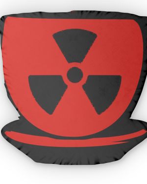 Radiation Symbol Shaped Pillow — Red Nuclear Hazard Decorative Cushion